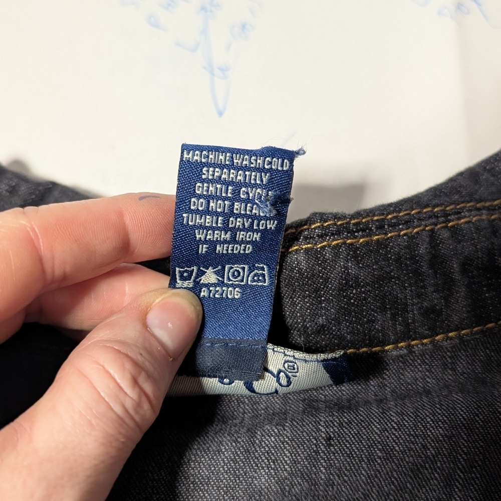 Denim&Co Dark Jean Jacket with Blue Embroidery - Picture 7 of 7